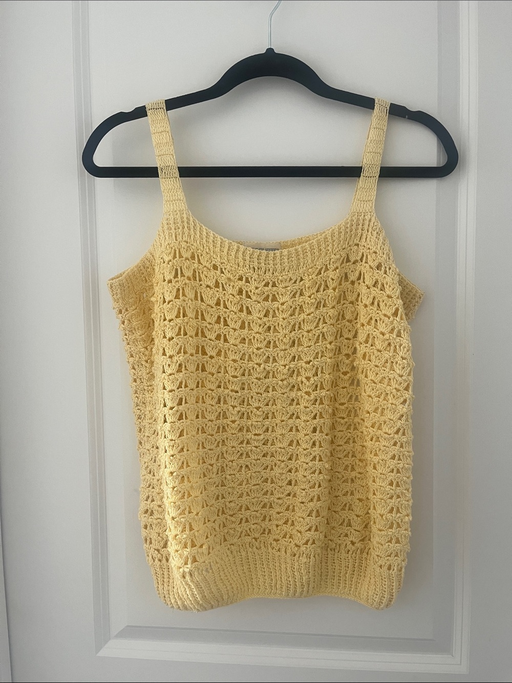 Kroshetta Yellow Crochet Knit Tank Top 100% Cotton Size Large